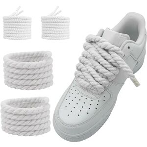 Thick Rope Shoe Laces Strings for Air Force 1, Round Cotton Chunky Shoelaces!